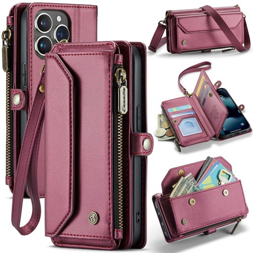 Wine iPhone 13 Pro Max Crossbody Leather Wallet Case RFID & Cash Slot - 第 1/7 張圖片