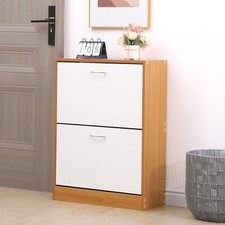 SHOE CABINET 2 DRAWER STORAGE CUPBOARD RACK SHELF FOOTWEAR ORGANISER SHOE STAND