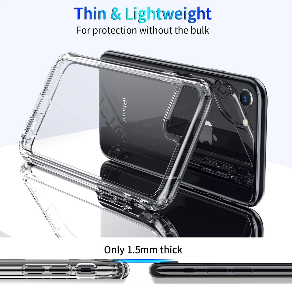 For iPhone SE/XR/8 Plus/7/ Xs Max/6s/Case Phone Cover Shockproof +Tempered Glass - Image 2 of 4