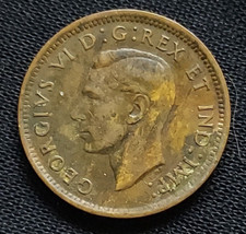 1940 Canada 1 Cent Coin King George VI Maple WWII Circulated KM 32 Schon 31