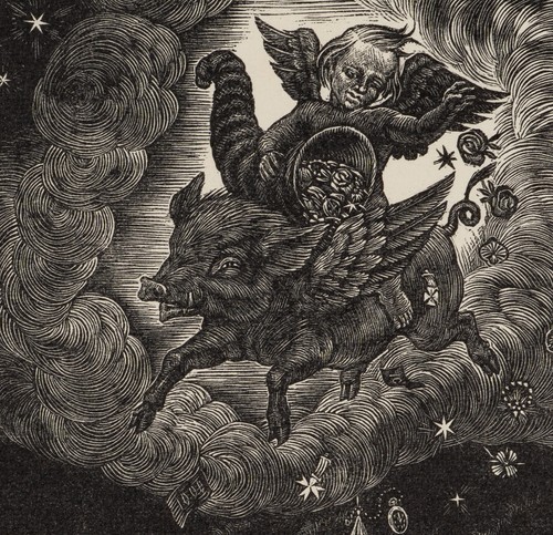 N. BULDER (1898-1964), Engel auf fliegendem Schwein, 1934, HSt. Symbolismus - Picture 5 of 5