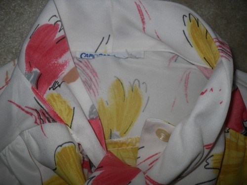 VINTAGE Long Sleeve Button Up Blouse w/Bow tie neck 60s 70s STUNNING Watercolors - Picture 9 of 12