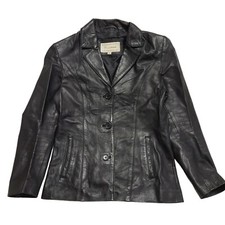 Live Tree Black Vintage 90s Leather Jacket Women's Size Uk10