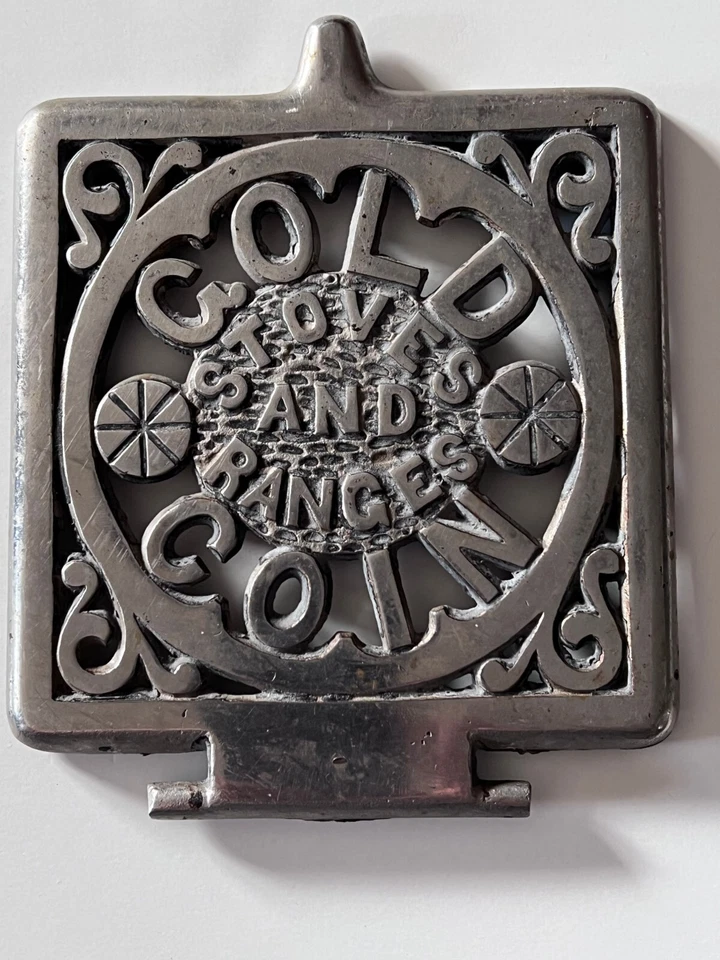 Estufa de monedas de oro antigua y rejilla de puerta de níquel de hierro fundido? Envío GRATIS Foto 3 de 4