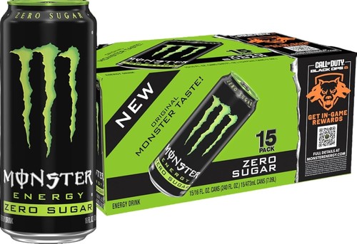 Monster Energy Zero Sugar, Green, Original, Low Calorie Energy Drink, 16 Fl Oz
