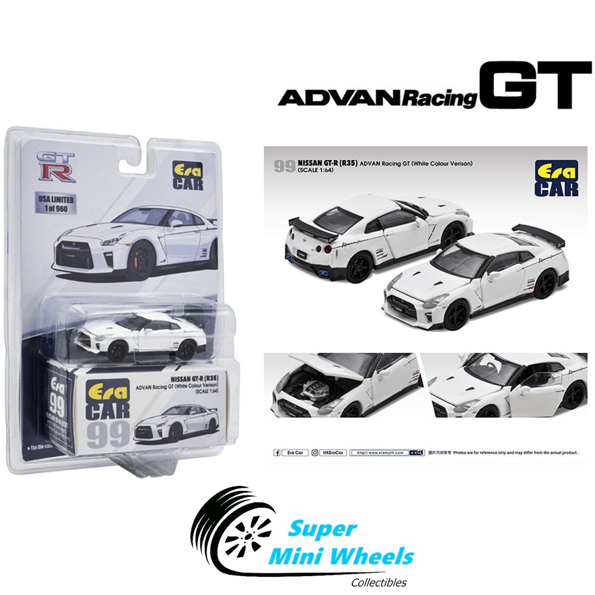 ERA Car 1:64 - Nissan GT-R R35 Advan Racing GT – White – USA
