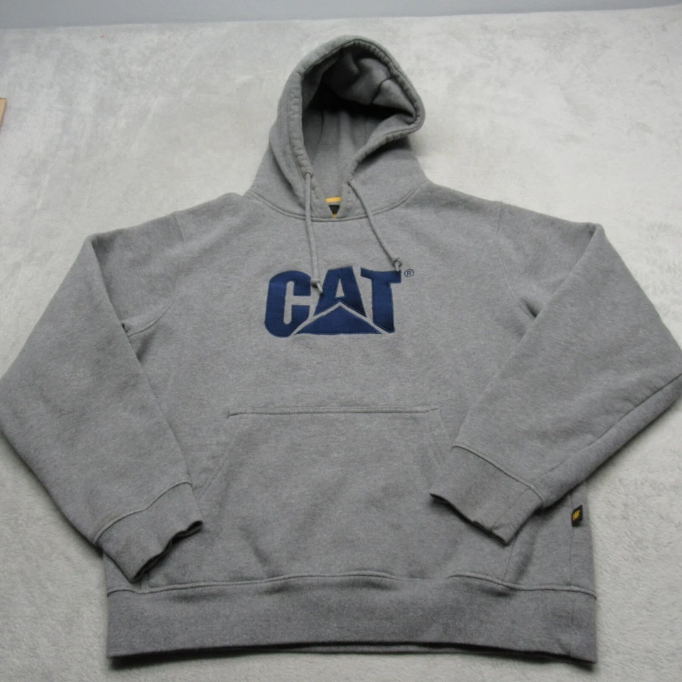 CAT Sudadera con Capucha Mujer Gris Medio Bolsillos Polar Peso Pesado Pullover Sudadera Foto 2 de 4