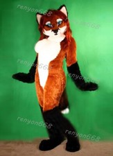 Long Fur Husky Dog Fox Mascot Costume Fursuit Halloween Suit Cosplay 0418