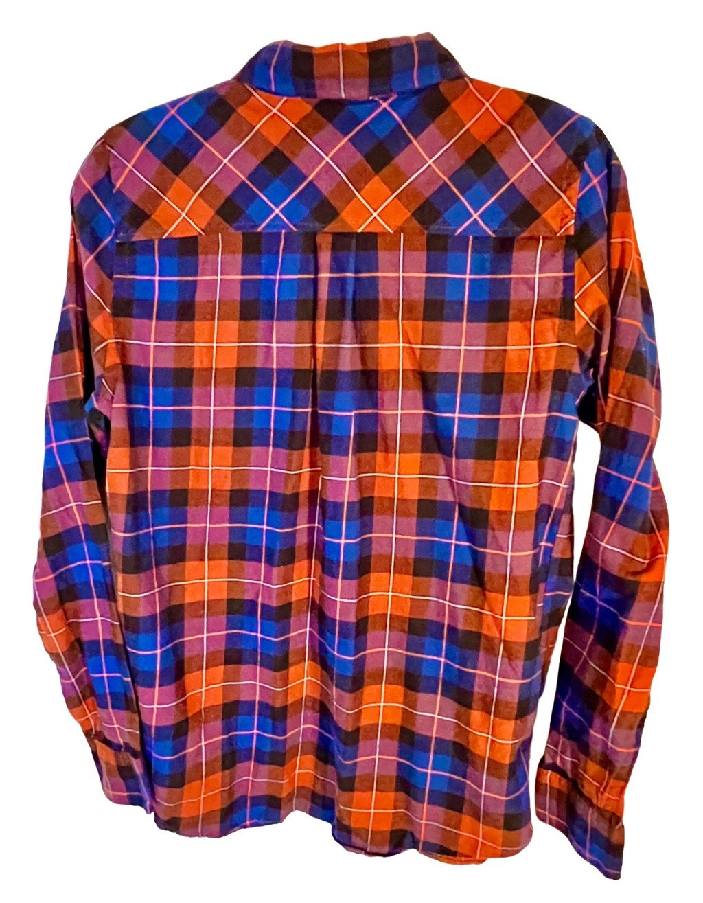 Amazon Essentials Brown/Blue Plaid Button Front S… - image 2