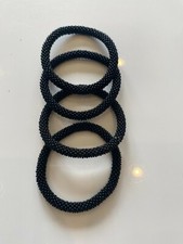 NWOT Roll On Bracelets 4 Seed Beads Black
