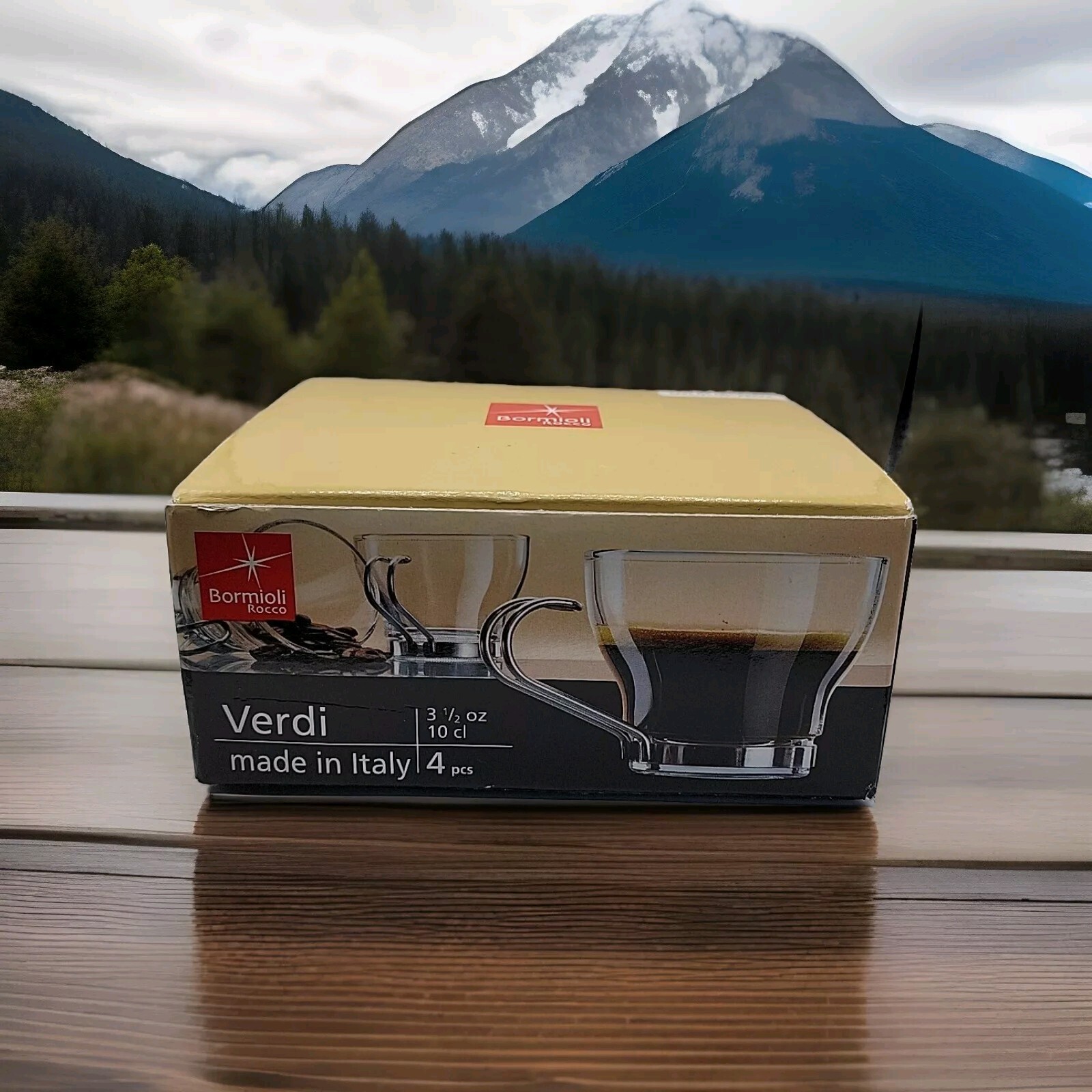 Bormioli Rocco Verdi Glass  3.5 oz 10 cl Espresso Cups Set Of 4  Made In Italy