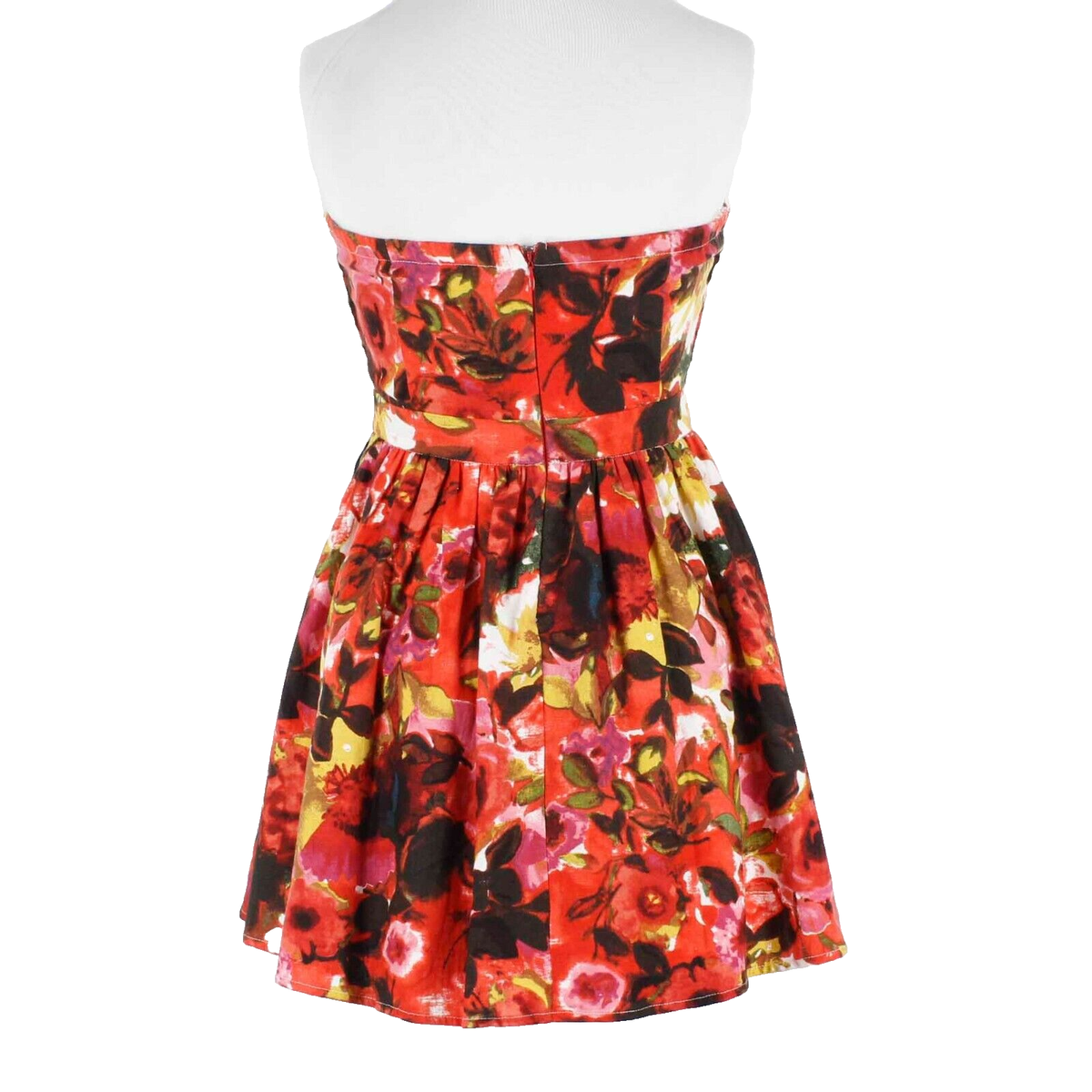 Mustard Seed NEW Sz M Red Multi Floral Strapless Lined Linen Poly Dress |  eBay