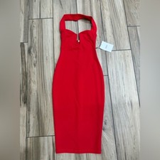 NWT Nookie Destiny Halter Midi Dress in Red Sz XS $250