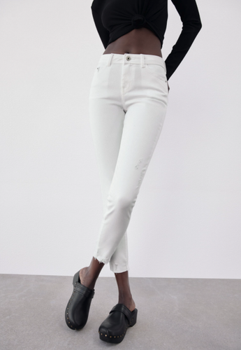 SKINNY JEANS SLIM RIPPED WHITE 