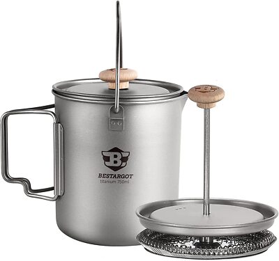Titanium Camping Pot 750ml with French Press Lightweight for Backpackers