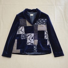 Together Navy Blue Button Front Velvet Jacket Uk Women's Size 14 Dd546