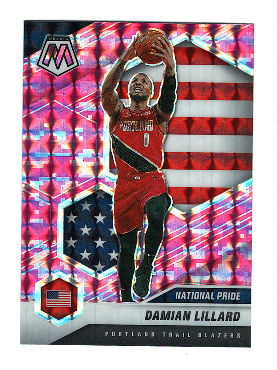 Damian Lillard 2020-21 Panini Mosaic Mosaic Camo Pink #246 Parallel Card