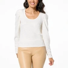 C Wonder by Christian Siriano Tweed Knit Sweater Top Size XL Ivory Minimalist