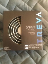 TREVA 5" FAN 2 SPEED GRAY WITH USB CABLE BATTERY POWERED - NEW IN BOX