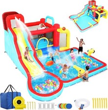 10 in 1 Inflatable Water Slide Bounce House Backyard Waterpark Large Splash Pool
