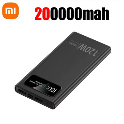 200000Mah 120W Powerbank Super Fast Charging Battery High Capacity Digital Displ
