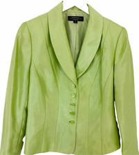 Tahari Formal Blazer Jacket Luxe Womens Size 6 Green Metallic Sheen