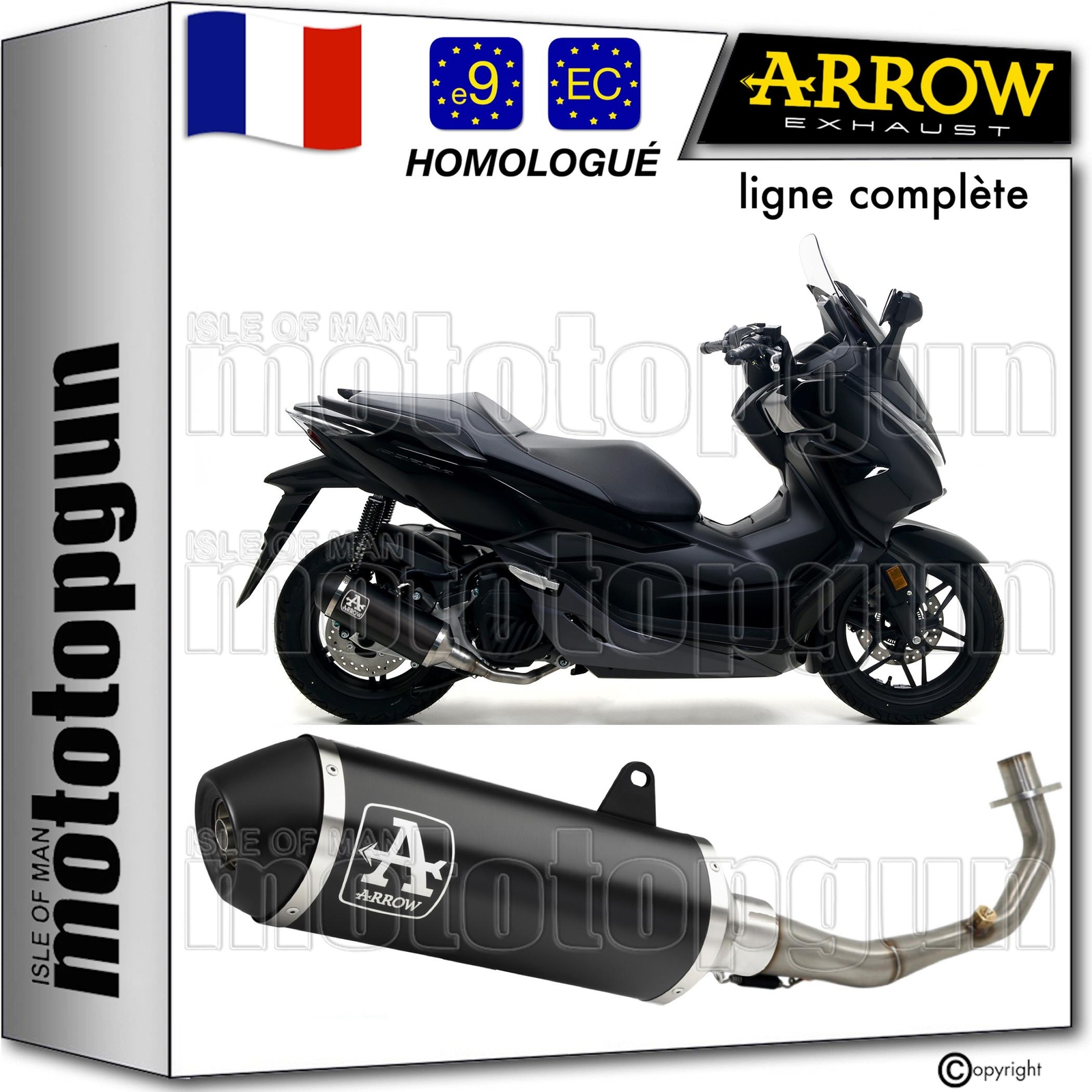 Ligne complete Open Noir Arrow pour scooter Honda Forza 125 2019
