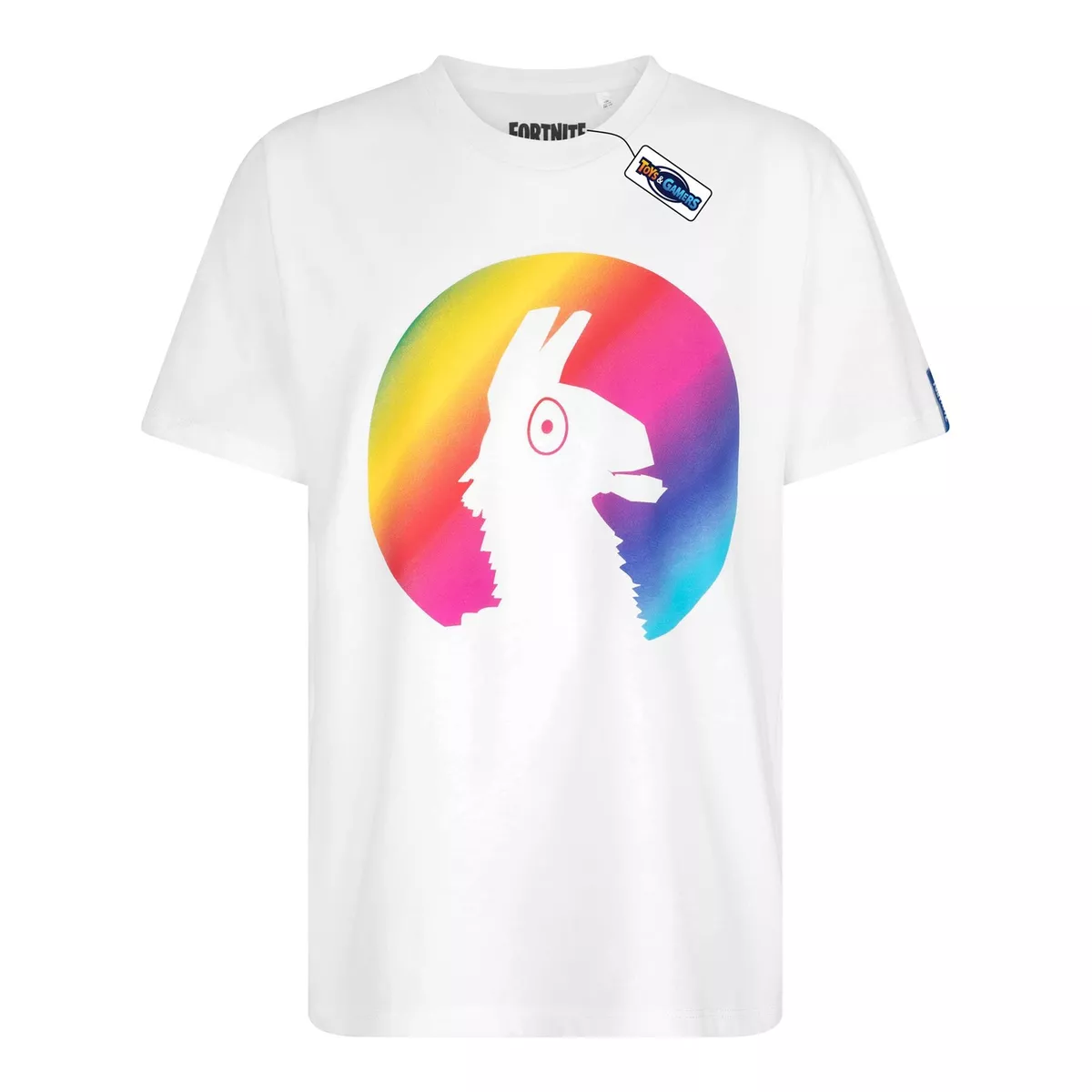 FORTNITE RAINBOW LLAMA White Gaming Cotton T Shirt Sizes 10 16 Years