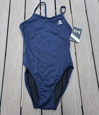 TYR Durafast Elite Women's Solid Navy Crosscutfit One-Piece Swimsuit Sz 34 New