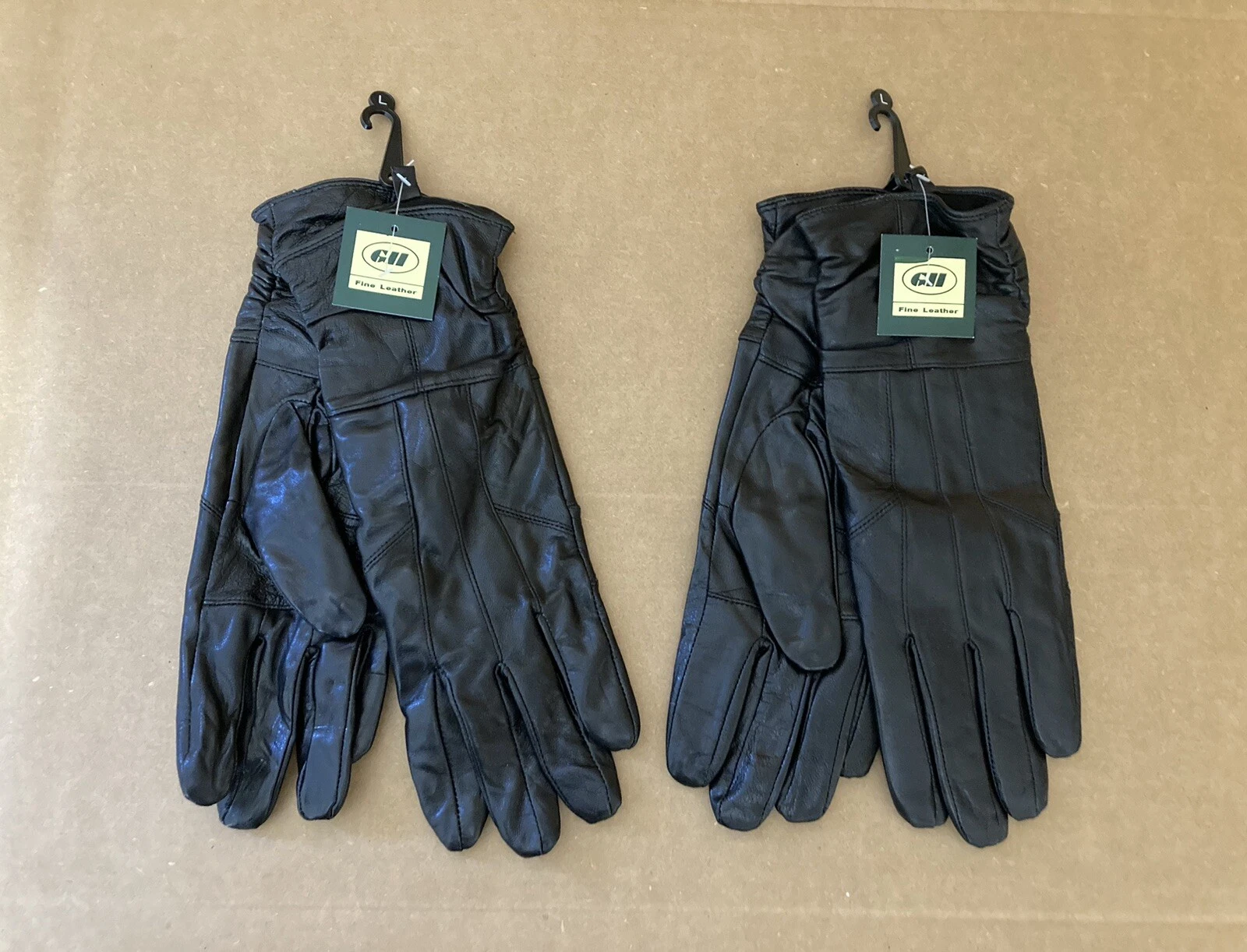 GII Black 100% Leather Women’s Gloves Polyester Lining Size L Lot of 2