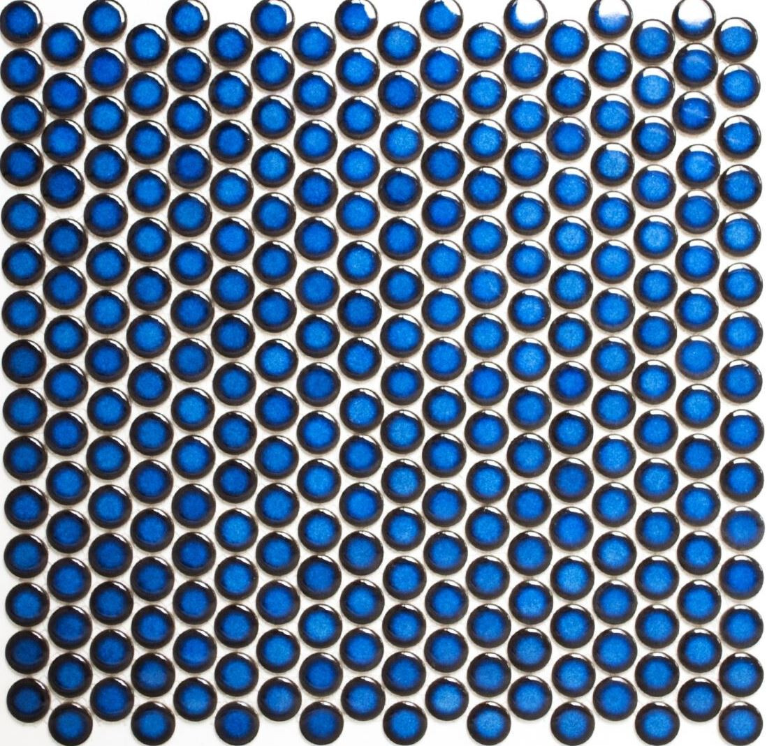 Mosaïque Murale Bleu Cobalt - Boutons Ronds Céramique Brillante - 312x330 Mm - WB10-0405GR