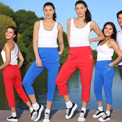 Damen CHERRY BERRY CAPRIHOSE Damen Cropped 3/4 Gummizug Sommerhose