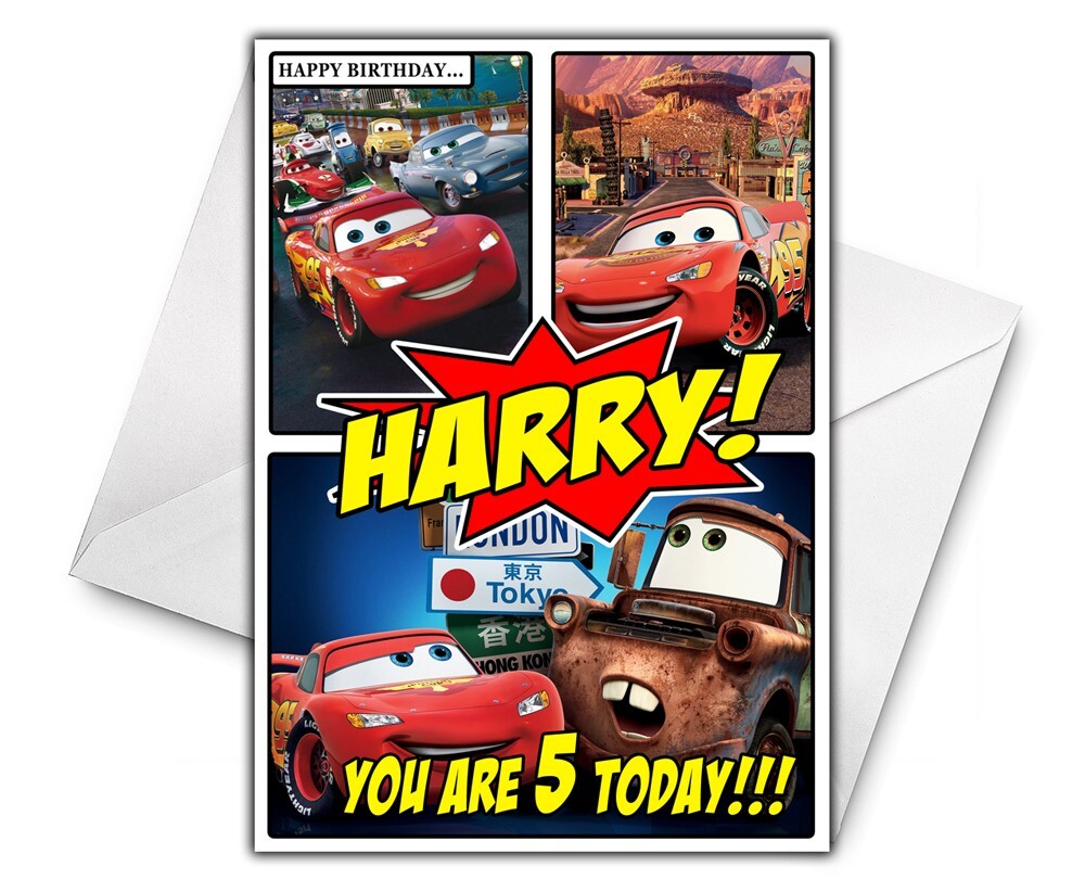 Disney Cars Birthday Cards DISNEY CARS Personalised Birthday Card
