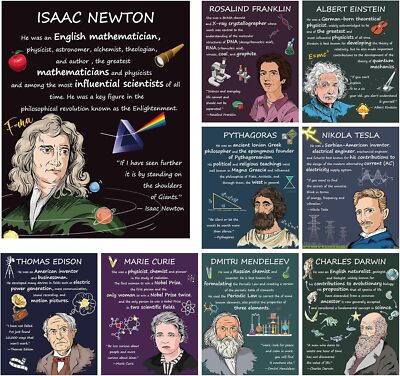 KALEFO Science Posters Scientists inspirational Quote Wall 9 Pack... 