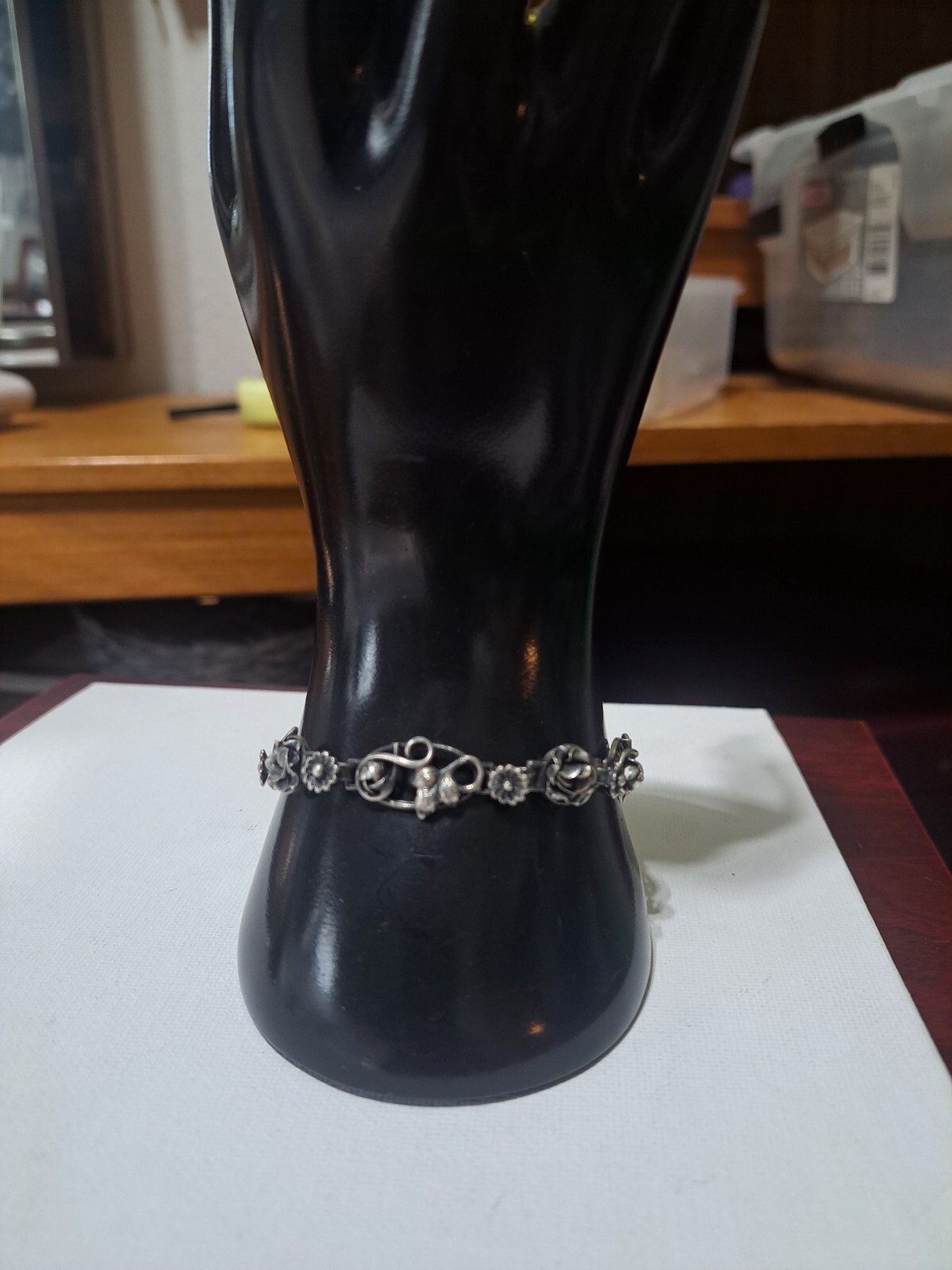 RARE Solid Sterling Silver S925 Unique Flower Bra… - image 13