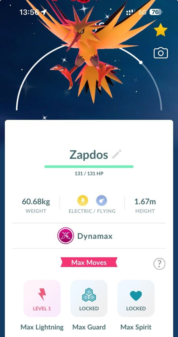Pokémon Shiny Dynamax Zapdos - MlNl P T C - Read Description