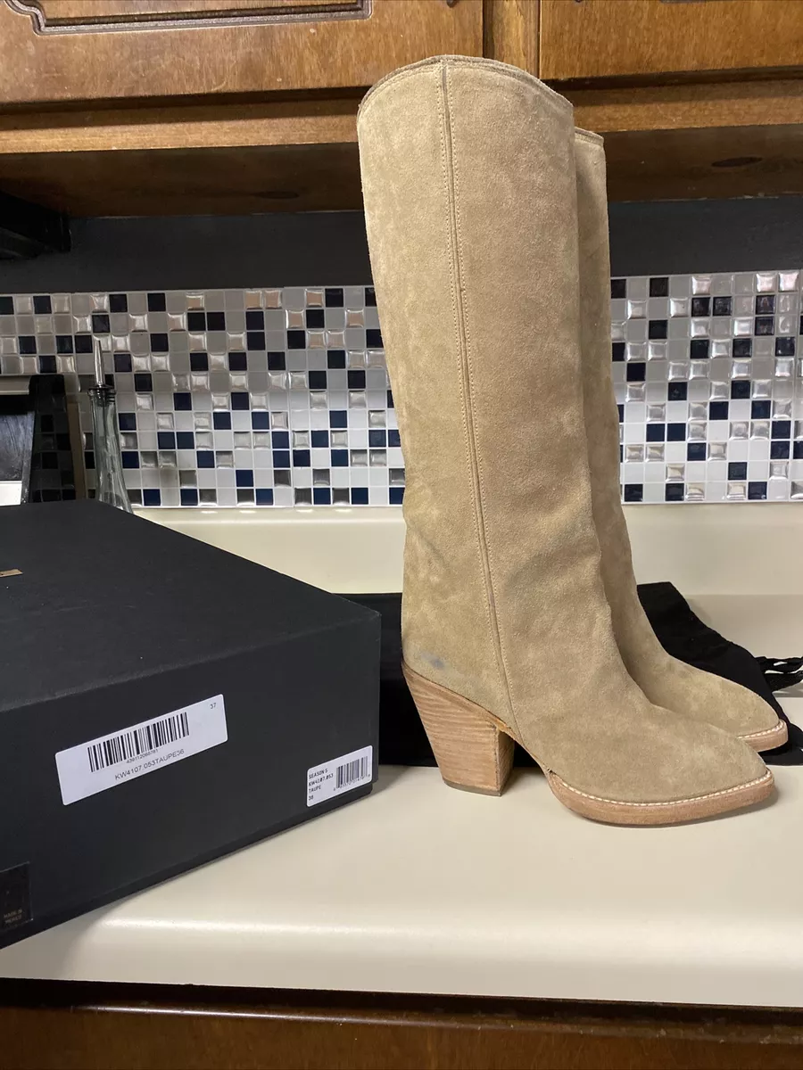 YEEZY SEASON 5 Taupe Size 36 TALL SHAFT LEATHER BLOCK HEEL BOOT w