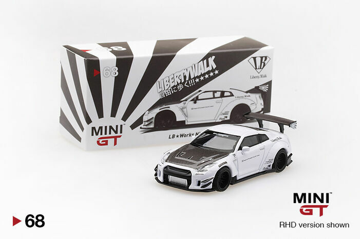 MINI GT 68 LB WORKS Nissan GT-R (R35) White Type 2, Rear MINI GT 68 LB WORKS Nissan GT-R (R35) White Type 2, Rear