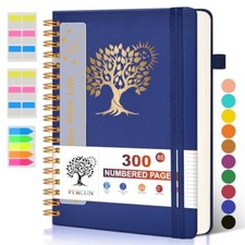 Large Spiral Notebook Journal for Women Men - 300 B5 size 7in x 10in Navy