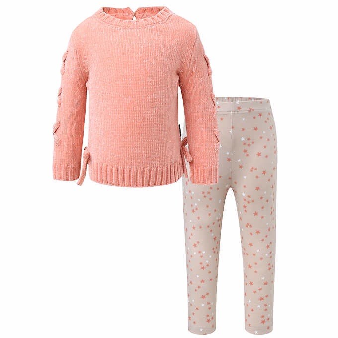 DKNY Kids' 2-piece Chenille Sweater Leggings Set Pink Size, 12-months Up  NWT