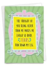1 Funny Birthday Greeting Card with Envelope Bday Tears Run Down  - NobleWorks