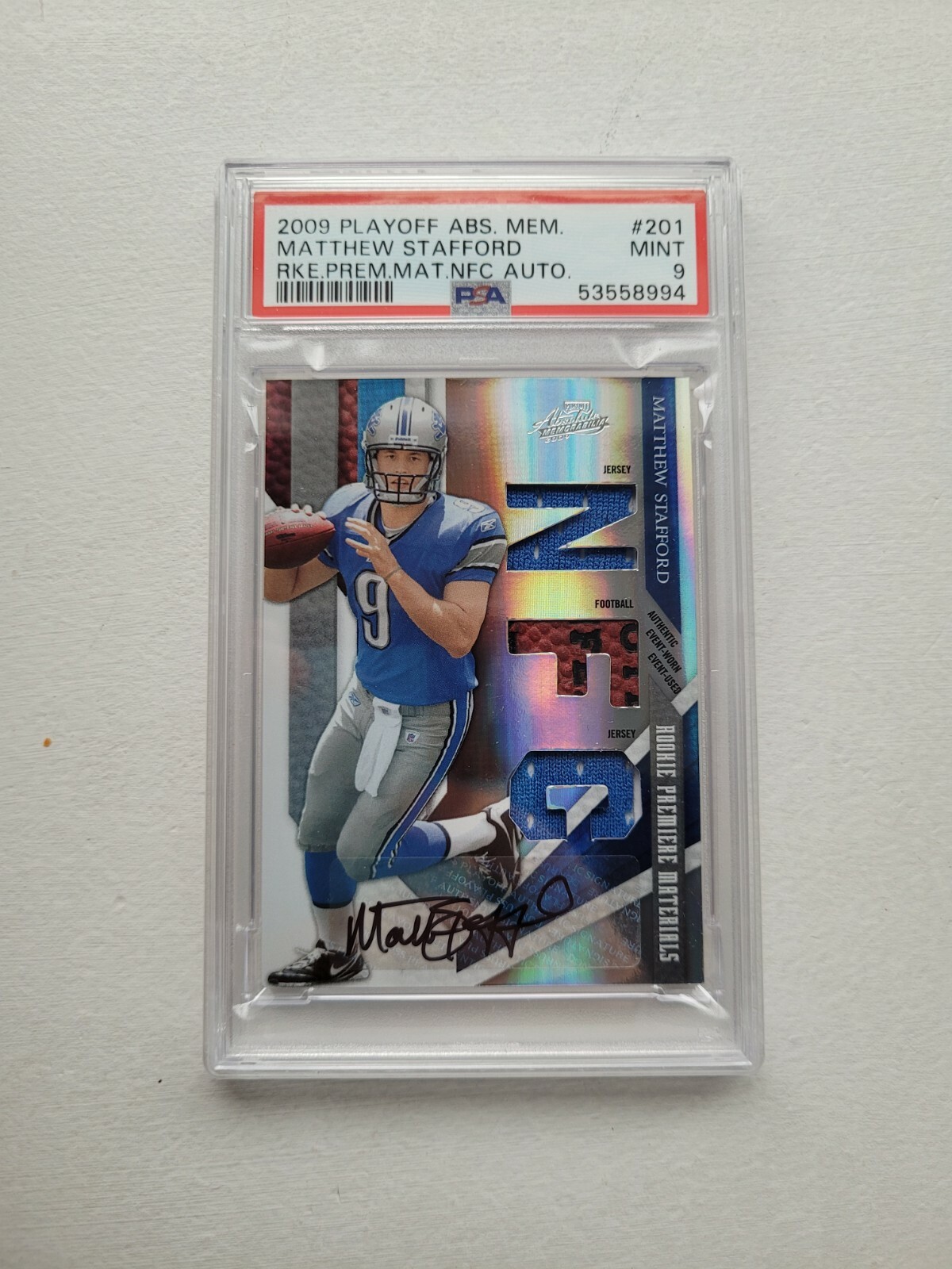 Matthew Stafford Playoff Absolute Memorabilia #201 Rookie Premiere Materials NFC