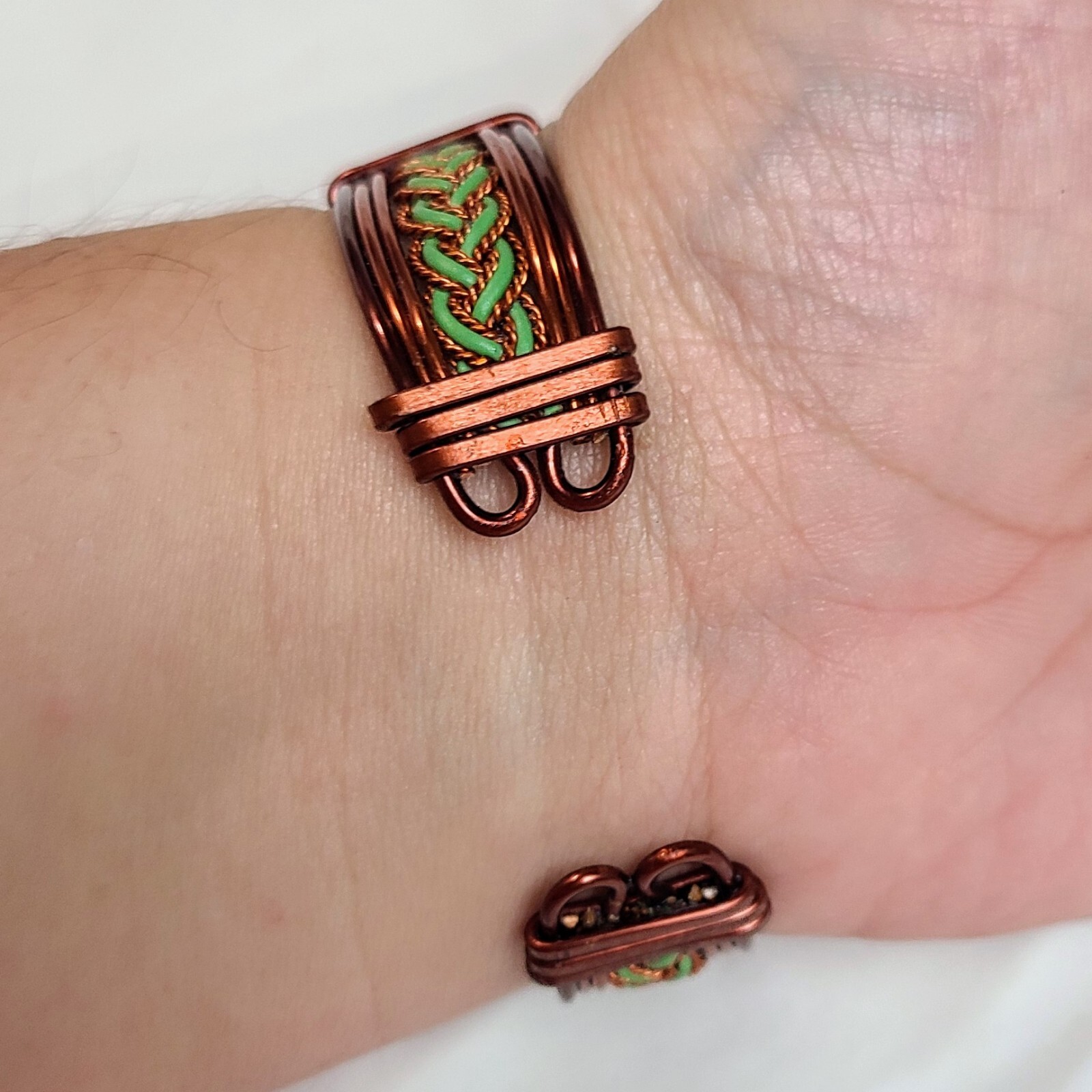 Handcrafted Wire Wrapped Copper Cuff Bracelet Wit… - image 5