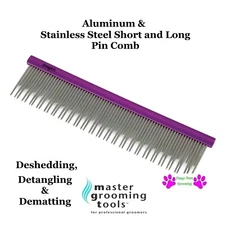 MGT Pet Grooming SHORT&LONG PIN ALUMINUM COMB w/STAINLESS STEEL TEETH*Dematting