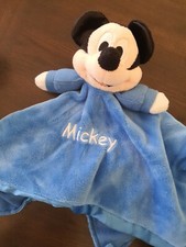 Mickey Mouse 12"10" Blue Security Blanket Rattle Disney Lovey Plush Satin Edge