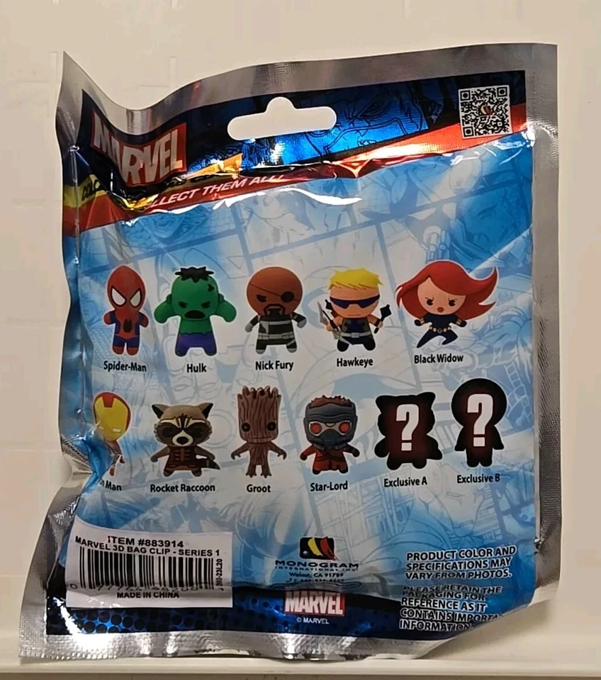 Clip de bolsa de coleccionistas Marvel nuevo sellado 3D figura percha ciega exclusiva serie 1 Foto 3 de 4