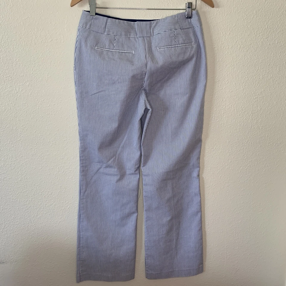 Pantalones para mujer Attention talla 6 Bootcut pantalones de trabajo pierna ancha cinturón lazos azul marino/blanco Foto 4 de 4