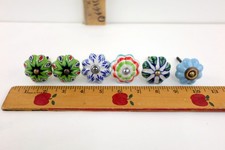 Lot of 6 Hand Painted Ceramic Cabinet Knobs Pulls Drawer Pumpkin Multi Color