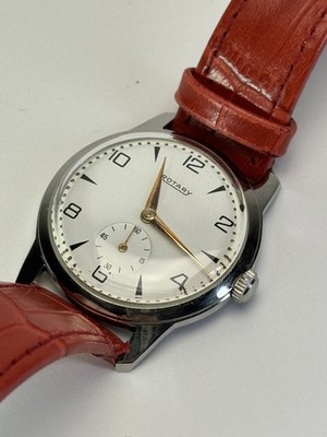Rotary Mens Vintage Swiss Manual Wind Watch Cream Dial Sub Seconds 50s Serviced