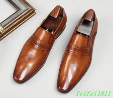 Men's Leather Pointed Toe Oxfords Business Dress Work Casual Party Slip On Shoes